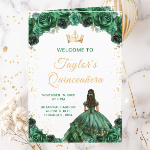Programa de Quinceañera Floral Princesa Verde Oscu