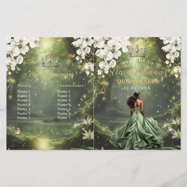 Programa de Quinceañera Princesa y Rana Verde Ment (Anverso)