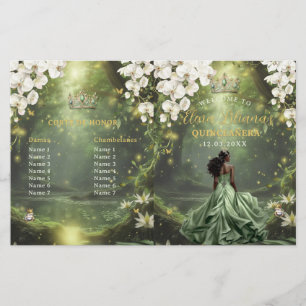 Programa de Quinceañera Princesa y Rana Verde Salv