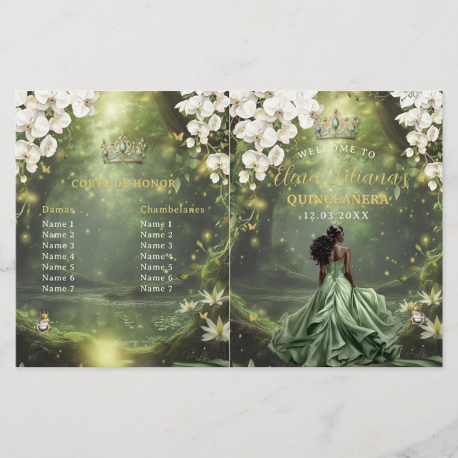 Programa de Quinceañera Princesa y Rana Verde Salv (Anverso)