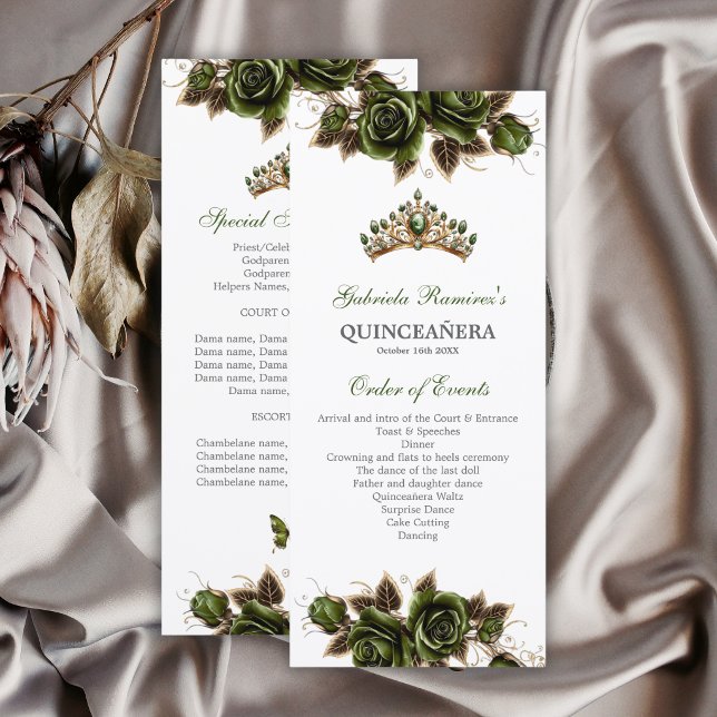 Programa de Quinceañera Rosas Doradas Verde Esmera (Subido por el creador)