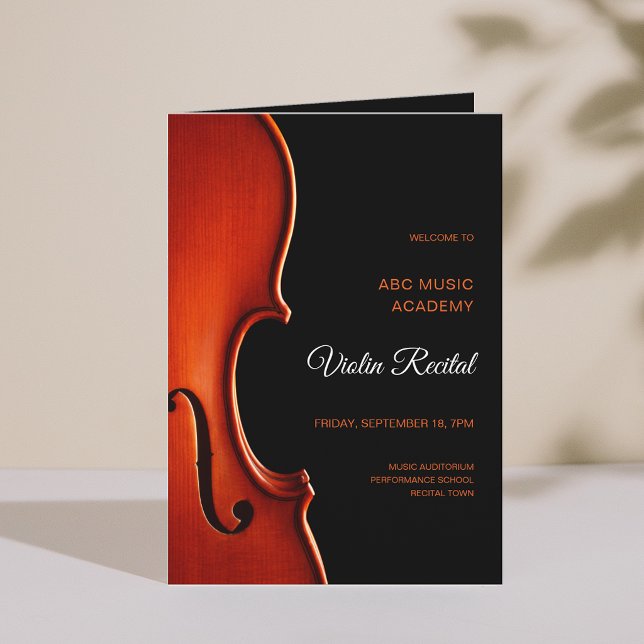 Programa de Recital de Música de Clase Alta con Le (Elegant Script Classy Music Senior Recital Program)