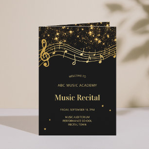 Programa de Recital de Música Elegante Negro Oro