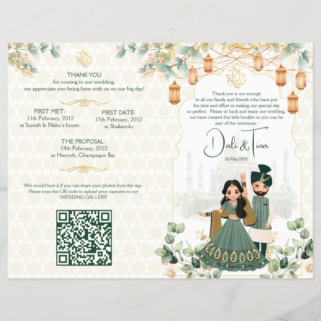 Programa de rituales bodas hindúes de oro verde (Frente)
