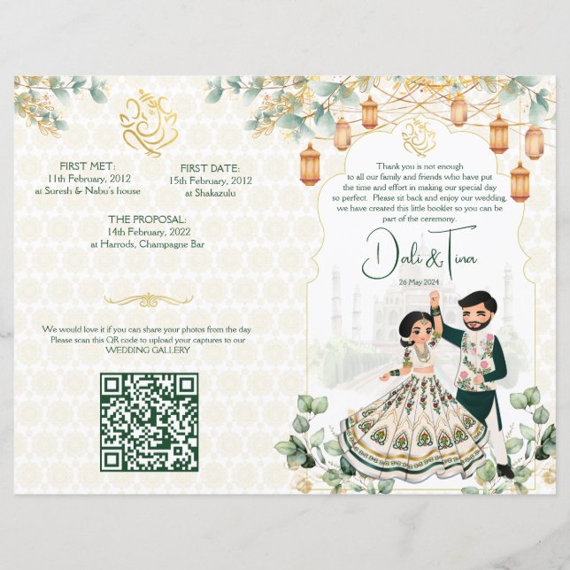 Programa de rituales bodas hindúes de oro verde (Anverso)