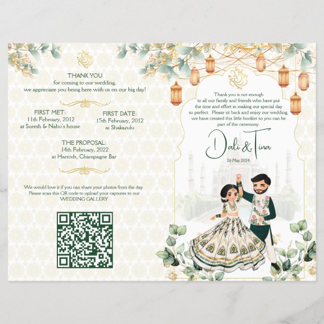 Programa de rituales bodas hindúes de oro verde (Frente)