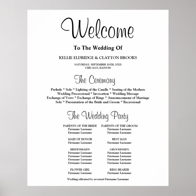 Programa de Señal de Ceremonia de Boda Simple (Frente)