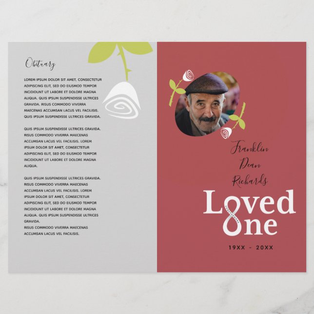 Programa de servicio en memoria de una rosa blanca (Frente)