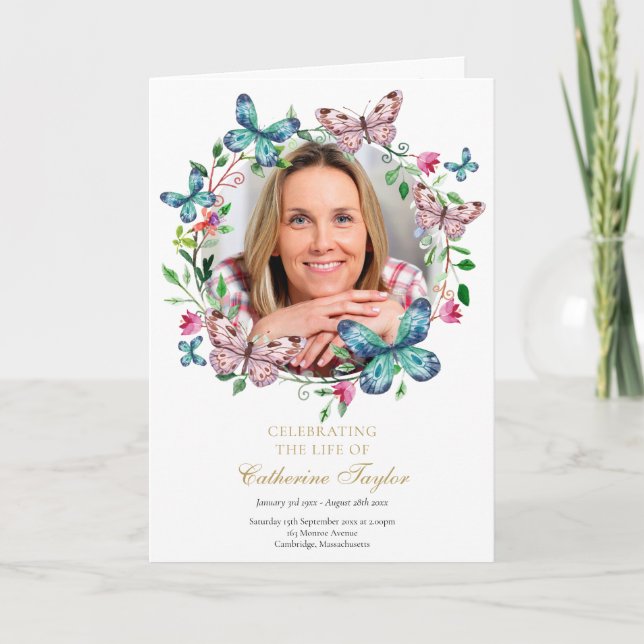 Programa de Servicio Funeral Floral de Mariposa (Anverso)