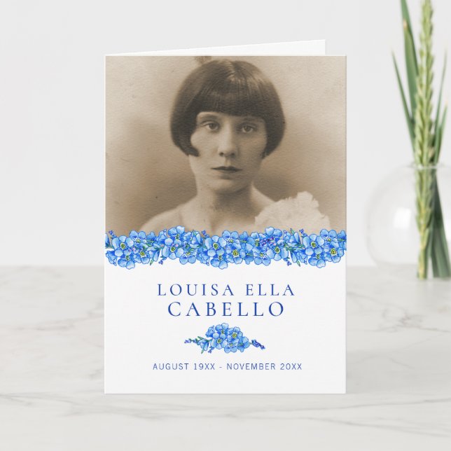 Programa de servicio funerario fotos azul olvido-m (Anverso)