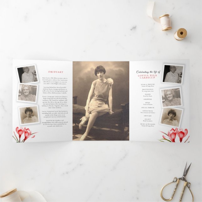 Programa de servicio funerario naranja rojo crocus (Interior)