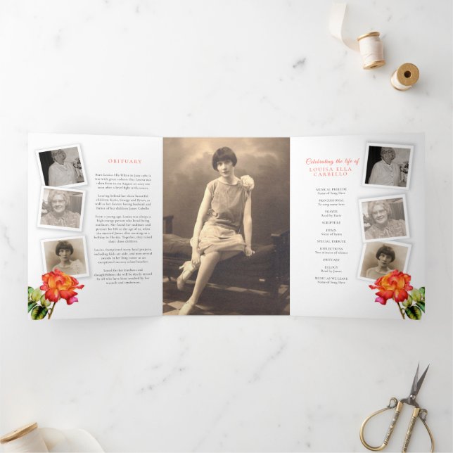 Programa de servicio funerario rayado rosa amarill (Interior)