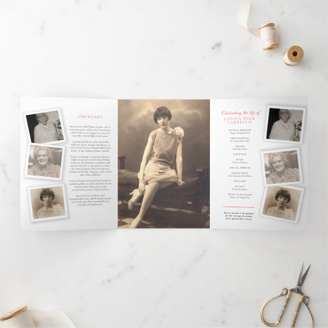 Programa de servicio funerario rayado rosa amarill (Interior)