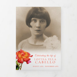 Programa de servicio funerario rayado rosa amarill