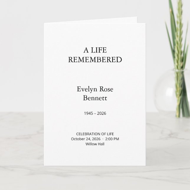 Programa de Servicio Memorial de Texto Simple (Anverso)