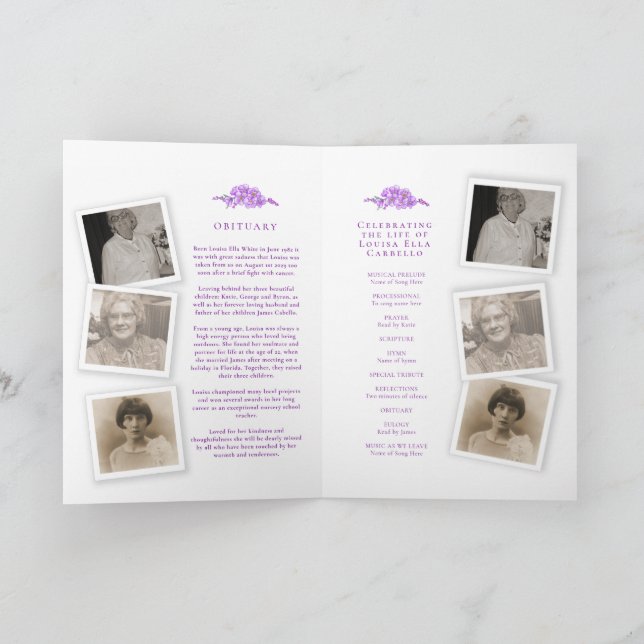 Programa de servicios funerarios de morado olvido- (Interior)