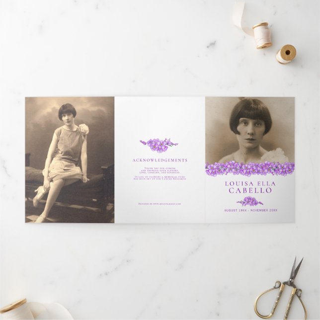 Programa de servicios funerarios morado olvido-me- (Exterior)