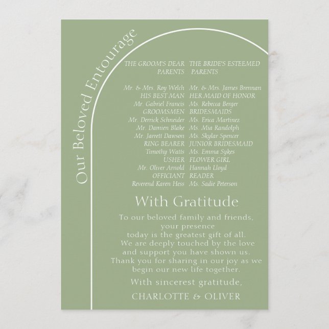 Programa de Tarjeta Plana de Ceremonia de Boda con (Reverso)