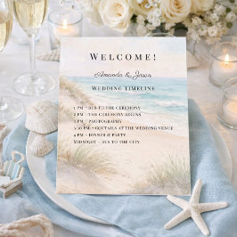 Programa de tiempo para una boda en la costa de la