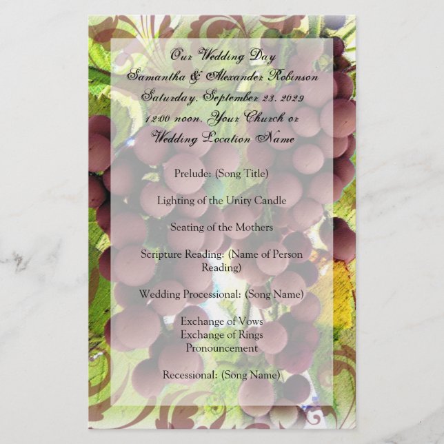 Programa de viñas de viña de uva morada y verde (Anverso)