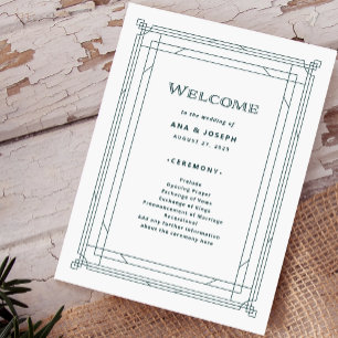 Programa Deco moderno   Boda blanco y verde plateado claro