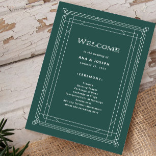 Programa Deco moderno Elegante Boda Verde de vacaciones