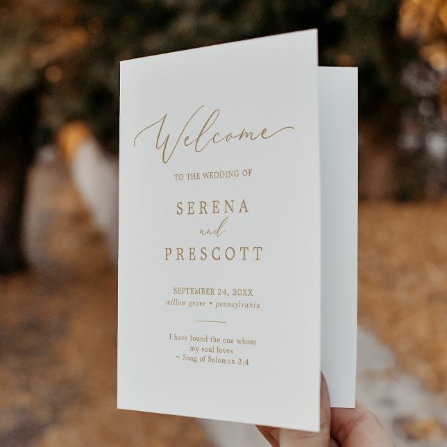 Programa Delicada caligrafía de oro Boda doblado (Subido por el creador)