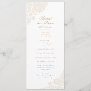 Programa Delicada esquina de encaje Boda de marfil y guión 