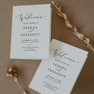 Programa Delicado Boda plegado de caligrafía negra