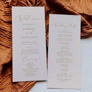 Programa Delicate Gold Calligraphy   Cream Wedding Party