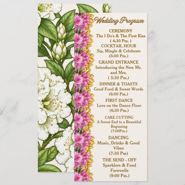 Programa Detallado de Boda con Rhododendron de la  (Anverso / Reverso)