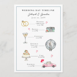 Programa Día de boda ilustrado con acuarela linda