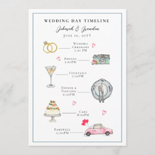 Programa Día de boda ilustrado con acuarela linda