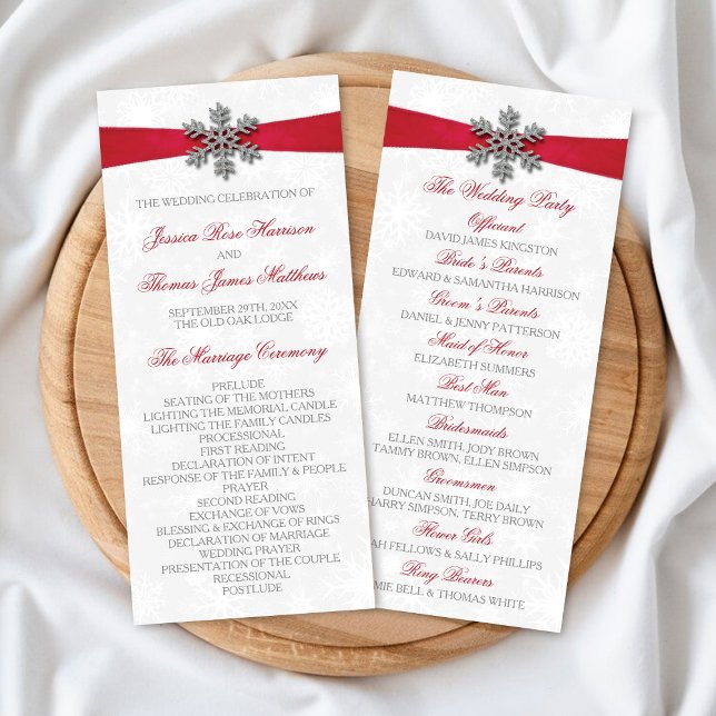 Programa Diamante Snowflake & Red Ribbon Boda de Invierno (Subido por el creador)