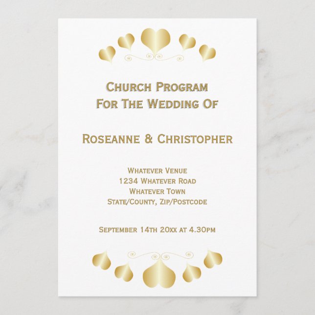 Programa Diseño de Bodas de Corazones de Oro (Anverso)