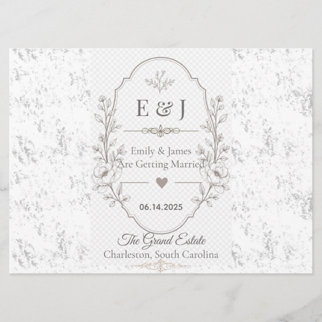Programa Diseño de Celebración de Boda Romántica de Lujo (Anverso)
