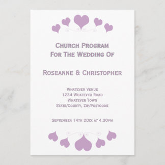 Programa Diseño de Corazones de Lila para Boda