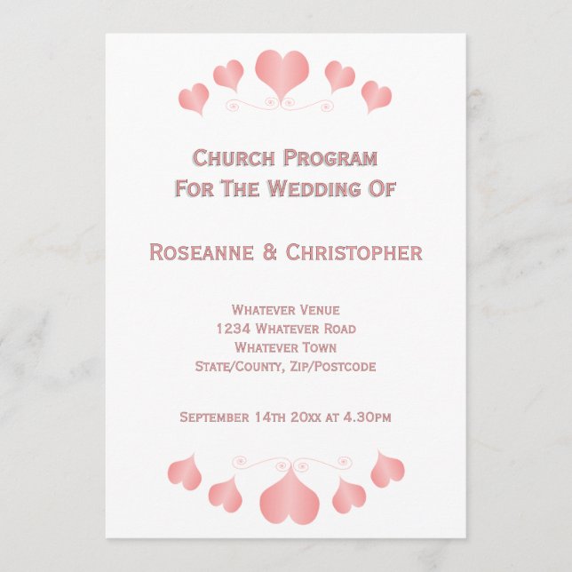Programa Diseño de Corazones Rosas para Boda (Anverso)