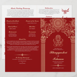 Programa doblado de ceremonia de Boda Ganesh Red H