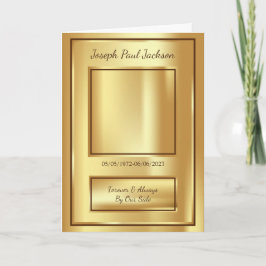 Programa doblado de obituario funerario dorado