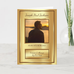 Programa doblado de obituario funerario dorado