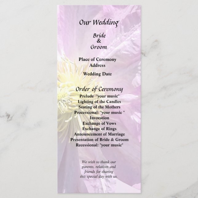 Programa Dos Clemátides Rosas (Anverso)