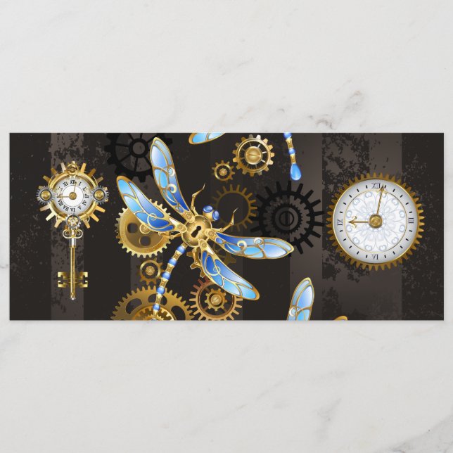 Programa Dragoniscos de Steampunk sobre fondo rayado marrón (Anverso)