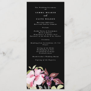 Programa Dramática acuarela Florals Boda Ceremonia
