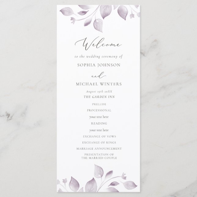 Programa Dreamy Foliage Wedding (Anverso)