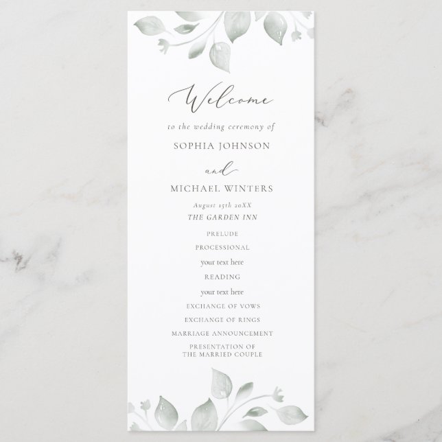 Programa Dreamy Foliage Wedding (Anverso)