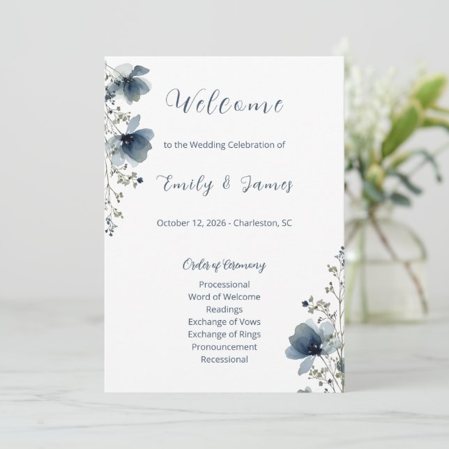 Programa Dusty Blue Botanical Wedding (Anverso de pie)