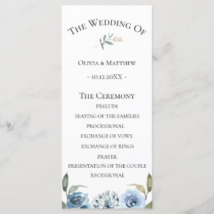 Programa Dusty Blue Botanical Wedding Program