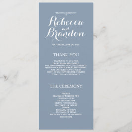 Programa Dusty Blue Designer Script Custom Wedding Program