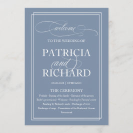 Programa Dusty Blue Elegant Wedding Ceremony